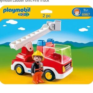 Playmobil 1.2.3 Red Fire Truck with 2 Firefighter Figures
